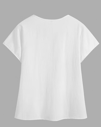 Bluse Aussparung Peter-Pan-Kragen Kurzarm