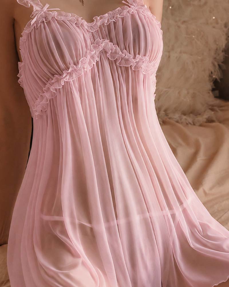 Nachtkleid Durchsichtig Mesh Träger Sexy