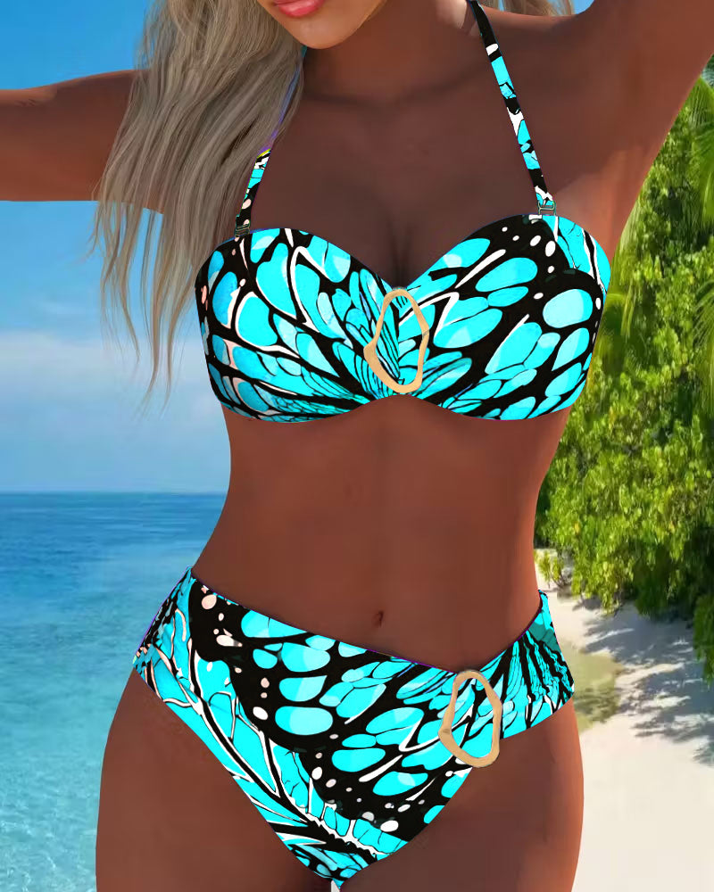 Bikini Abstrakt Blütenblatt Druck Trägerlos