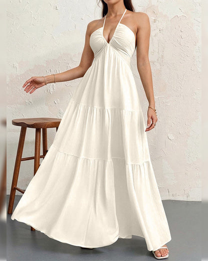 Kleid Mode Uni Halter