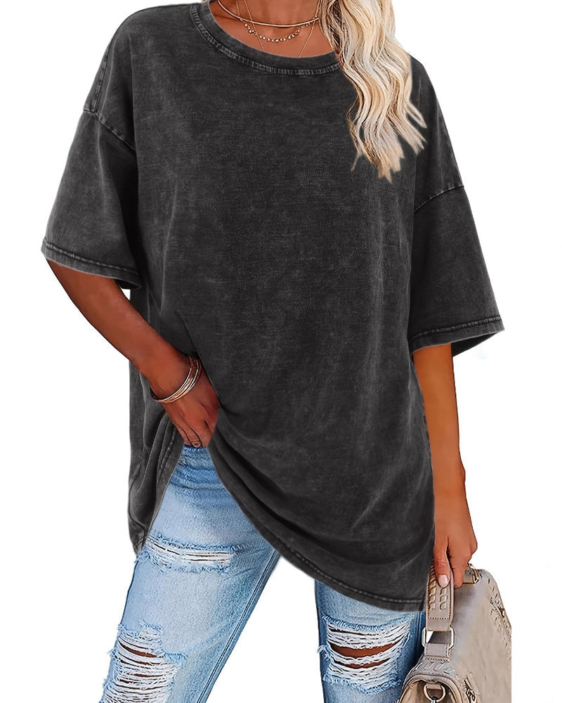 T-Shirt Loose Fit Lässig Kurzarm
