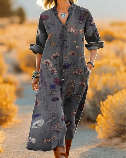 Kleid Blumenmuster Hemd