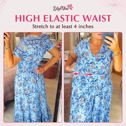 🌷🌷Kleid mit Blumendruck und V-Ausschnitt