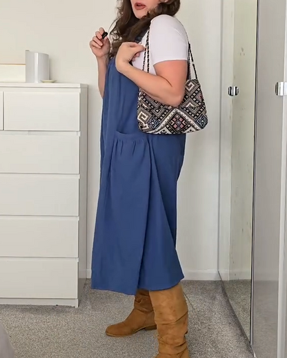 Kleid Patchwork kurzärmlig Tasche
