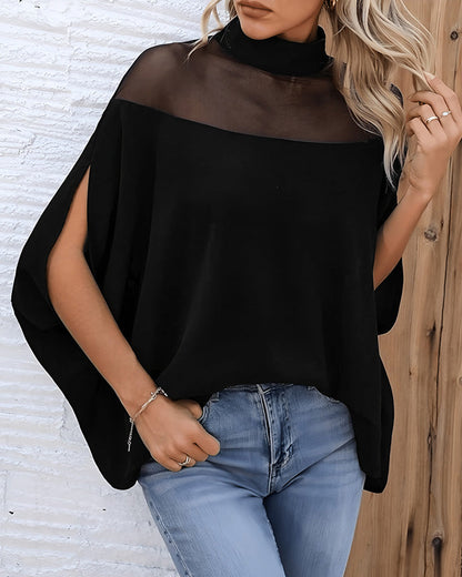 Bluse Durchsichtig Cold Shoulder Dolmanärmel