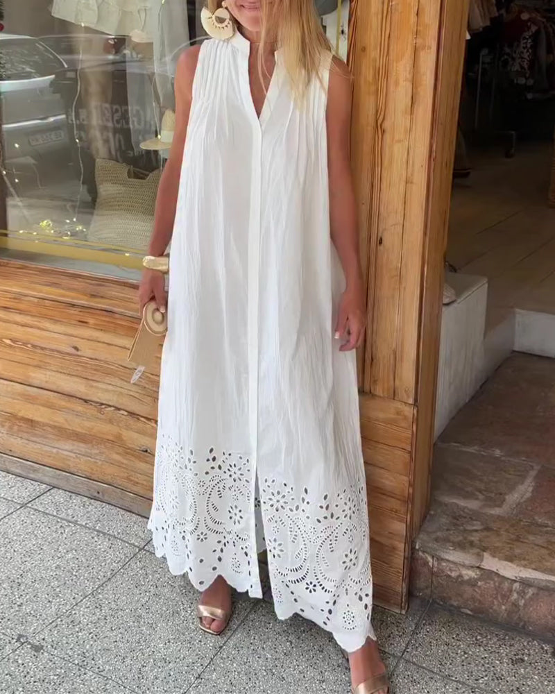 Kleid Ärmellos Ausgeschnitze Spitze Urlaub