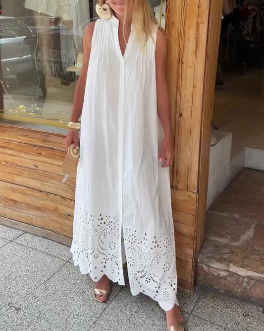 Kleid Ärmellos Ausgeschnitze Spitze Urlaub