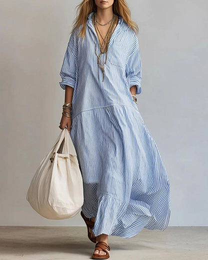 Kleid Modisch Gestreift Lang