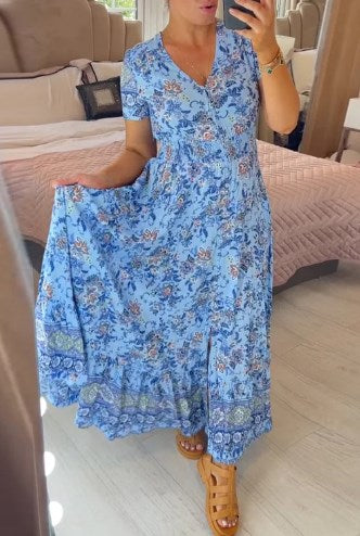 Blue floral maxi dress - Sophie