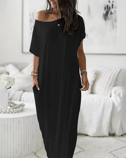 Kleid Unifarben Lang Casual