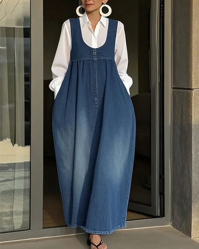 Kleid Casual Denim Trägerkleid