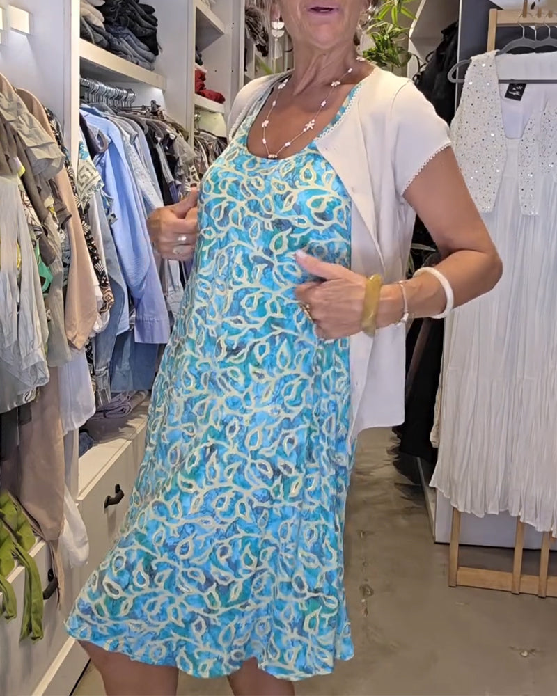 Kleid Ärmellos Träger Locker Gedruckt