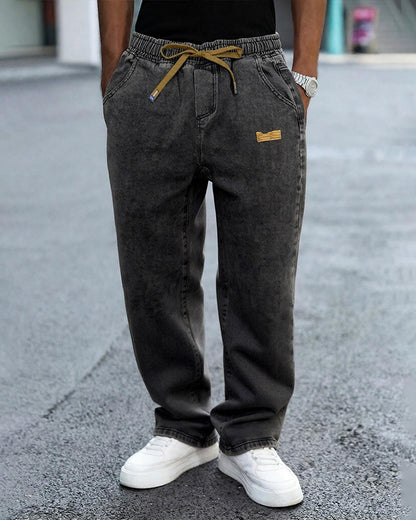 Herren Jeans Vintage Gummibund Weites Bein