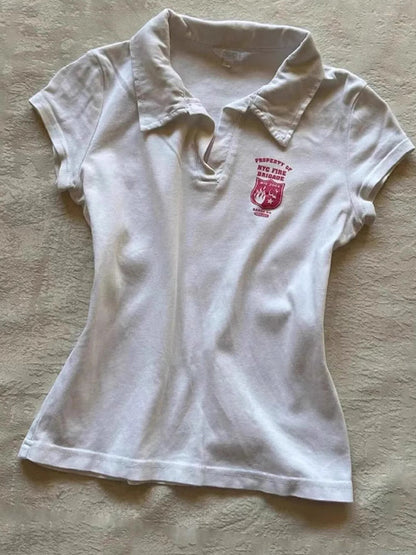 Weißes Vintage Polo mit Kurzärmeln