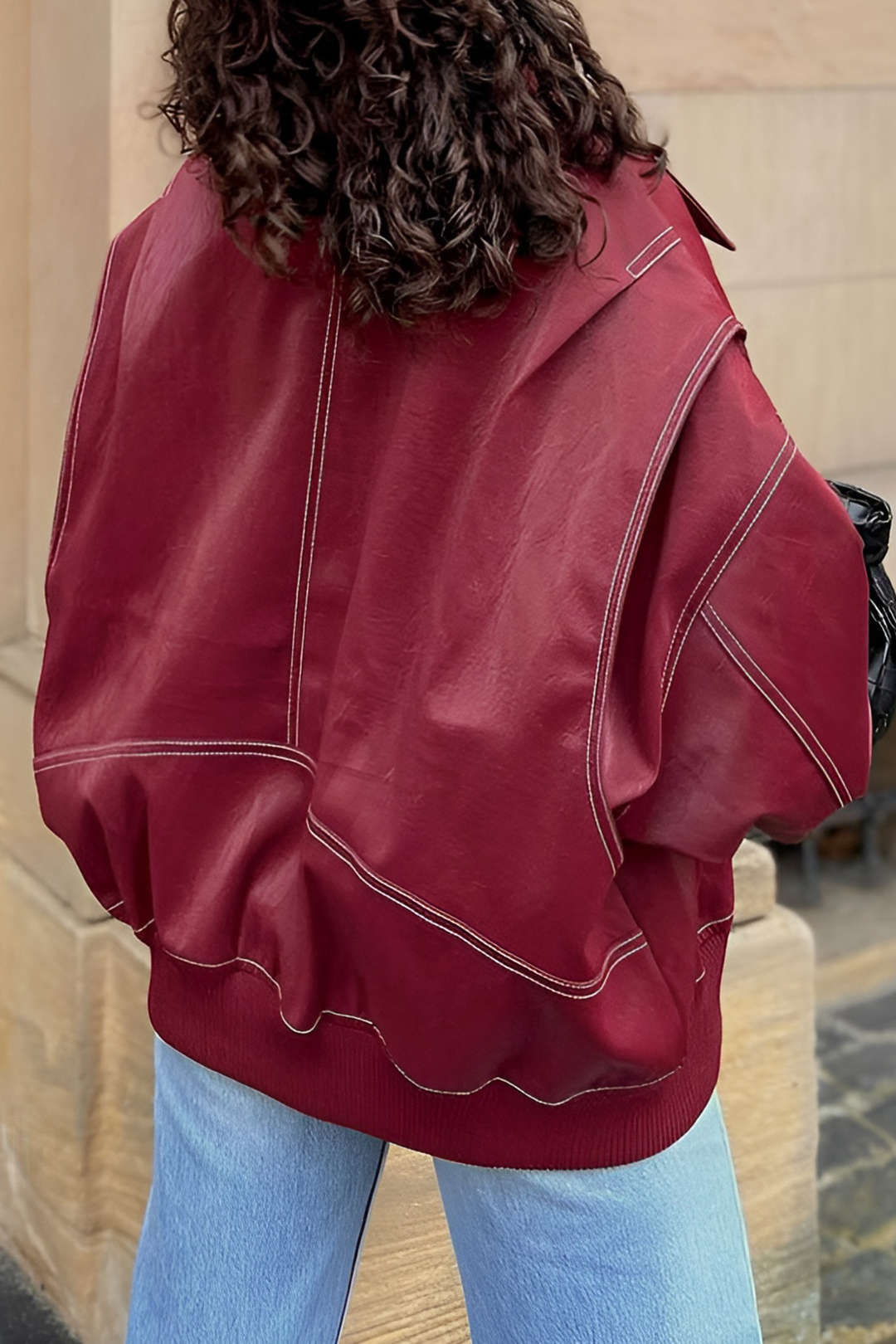 90s Solides Farb Collier Zipper Jacke