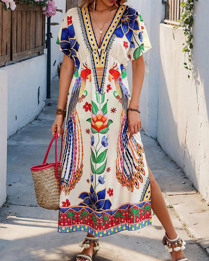 Kleid Bohemian-Druck Urlaub Maxi