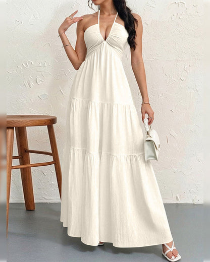 Kleid Mode Uni Halter