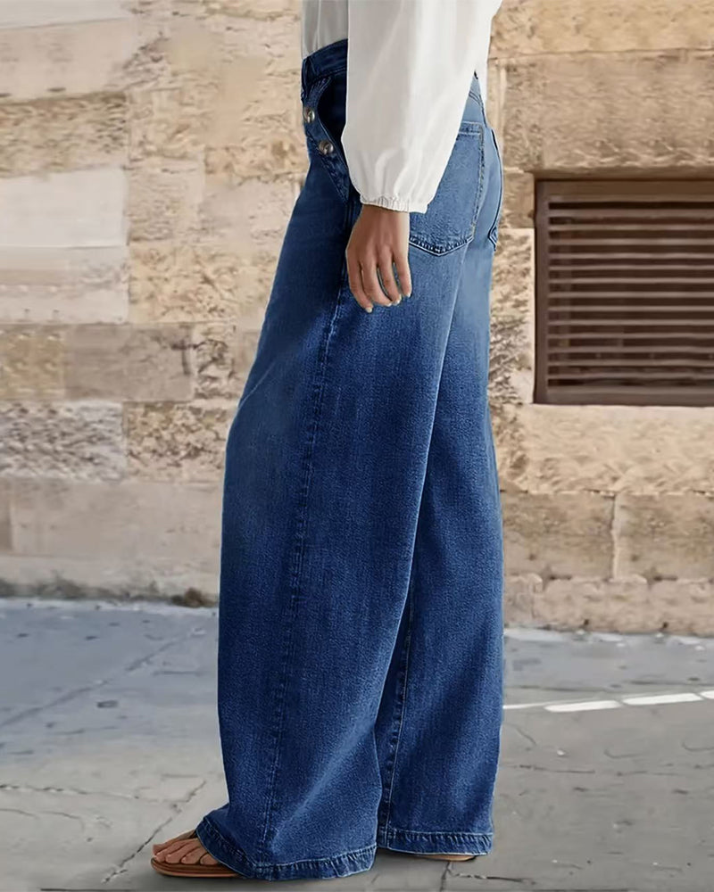 Jeans Multi-Knopf Gewaschen Locker