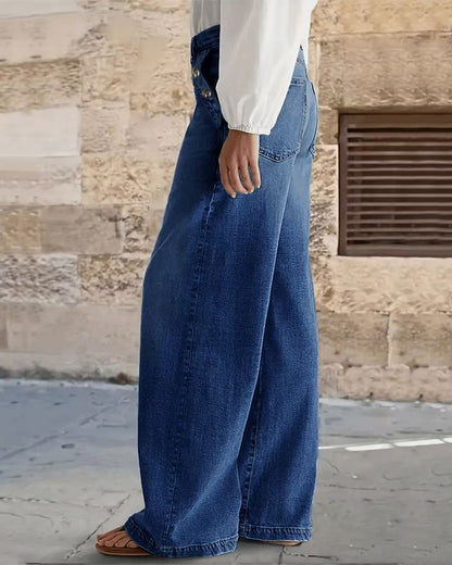 Jeans Multi-Knopf Gewaschen Locker