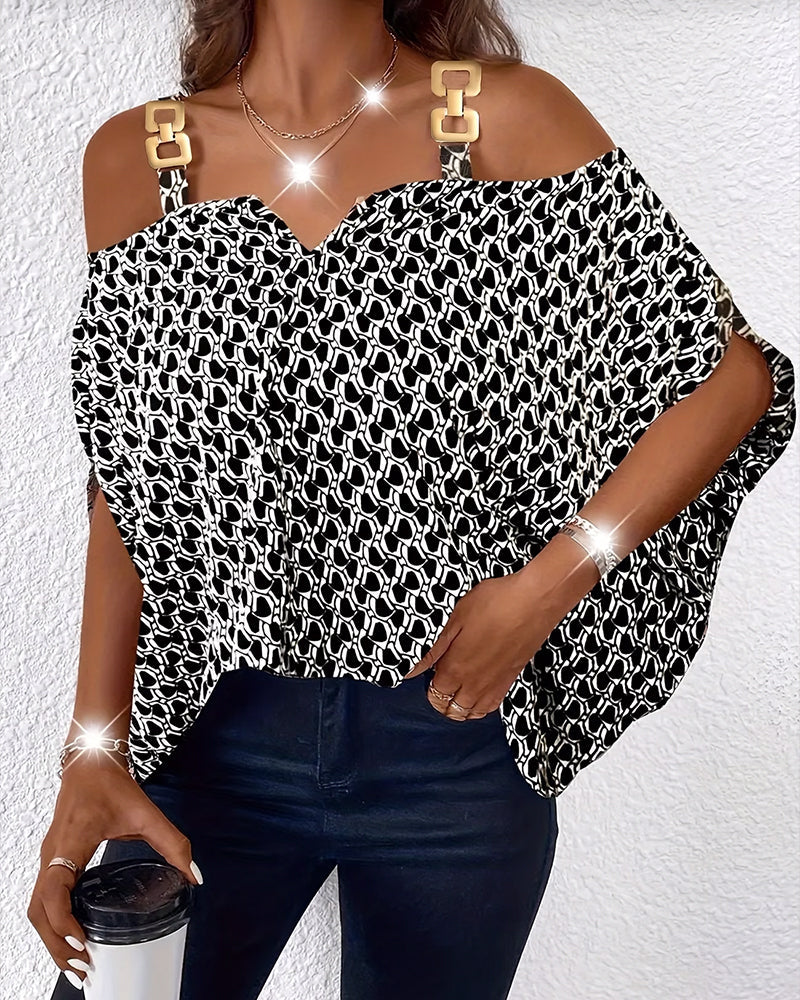 Bluse Stilvoll Kette Von Der Schulter