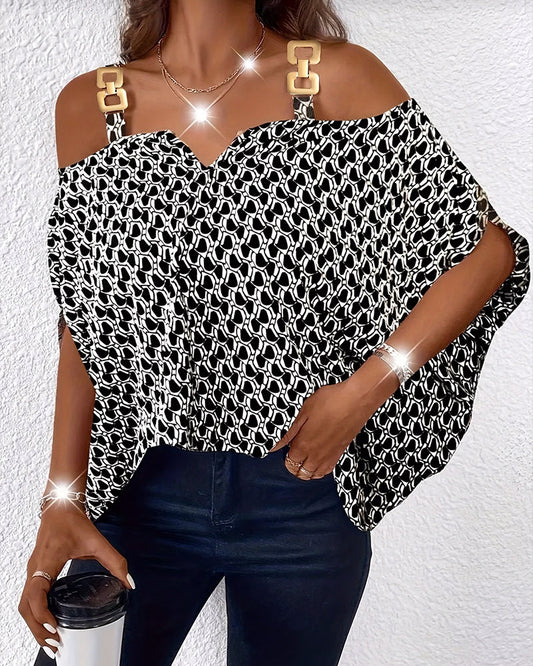 Bluse Stilvoll Kette Von Der Schulter