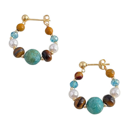 Turquoise Multicolor Natural Stone Hoop Earrings for Women - Annamaria