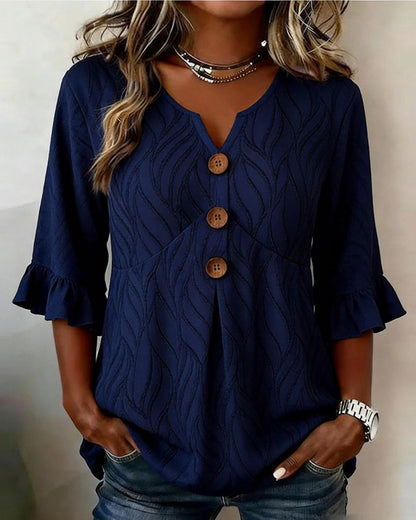 Bluse mit Struktur und Rüschenbesatz