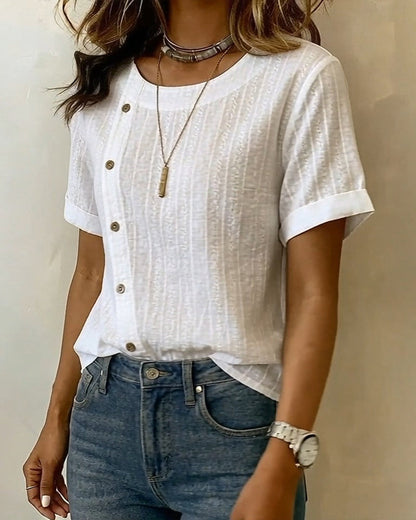 Bluse Diagonal Knopf Kurzarm