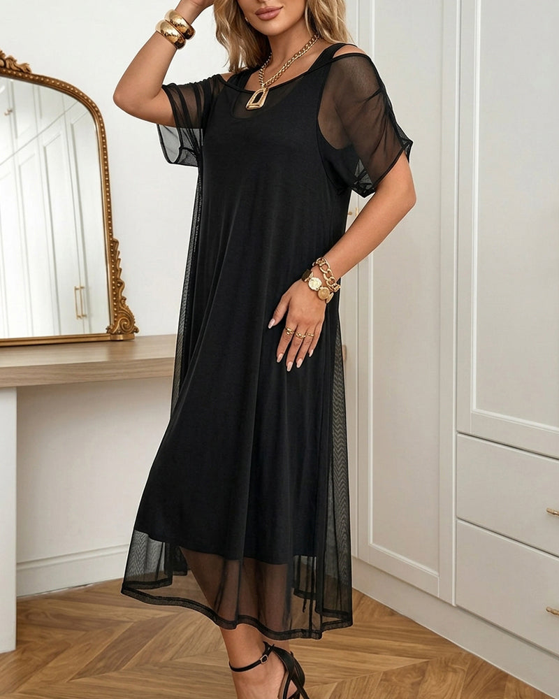 Set Tanktopkleid Und Mesh-Überkleid