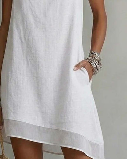 Kleid Unregelmäßiger Saum Ärmellos Etuikleid
