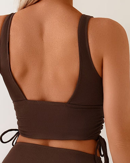 Bikini Unifarben Kordelzug Zweiteiler