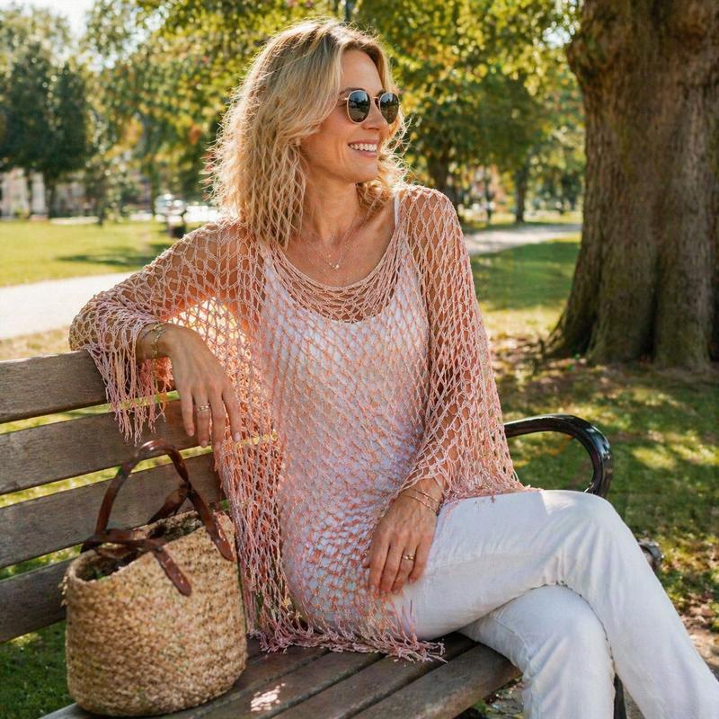 🏆 Last Day Special Price ! 💐Summer Metallic Crochet Cover-Up – Lightweight, Flowy & Effortlessly Stylish summer outfit