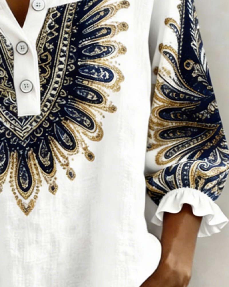 Bluse Bohemisch Quadratischer Ausschnitt