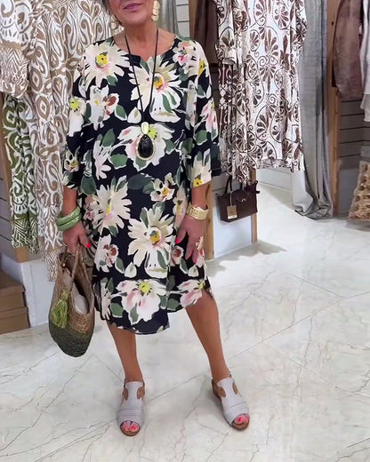 Kleid Gänseblümchen Print Loose Fit Lässig