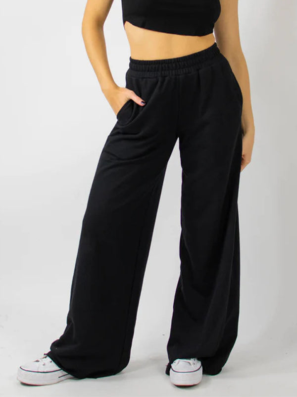 Einfarbige Vintage Sweatpants mit Umschlägen