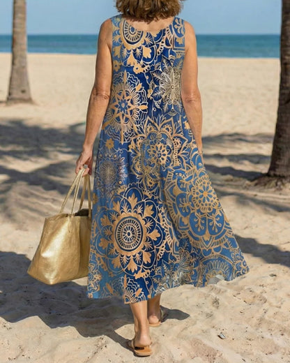 Kleid Mandalaprint Ärmellos Lässig