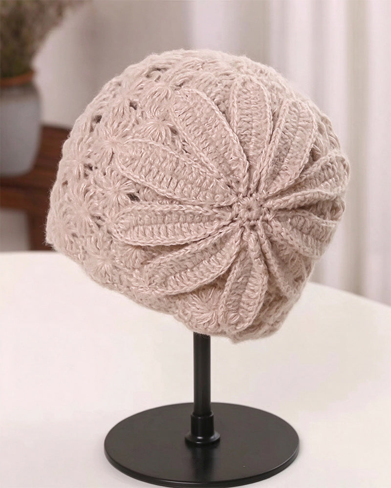 Handgemachte Gehäkelte Blumige Strickmütze