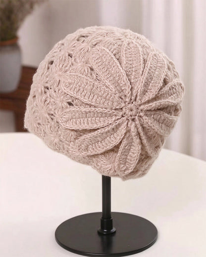 Handgemachte Gehäkelte Blumige Strickmütze