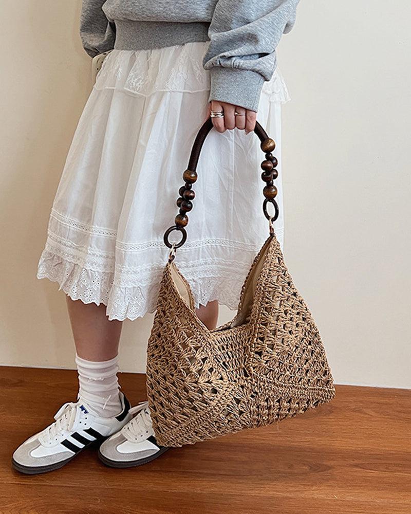 Tasche Ein Schulter Stroh