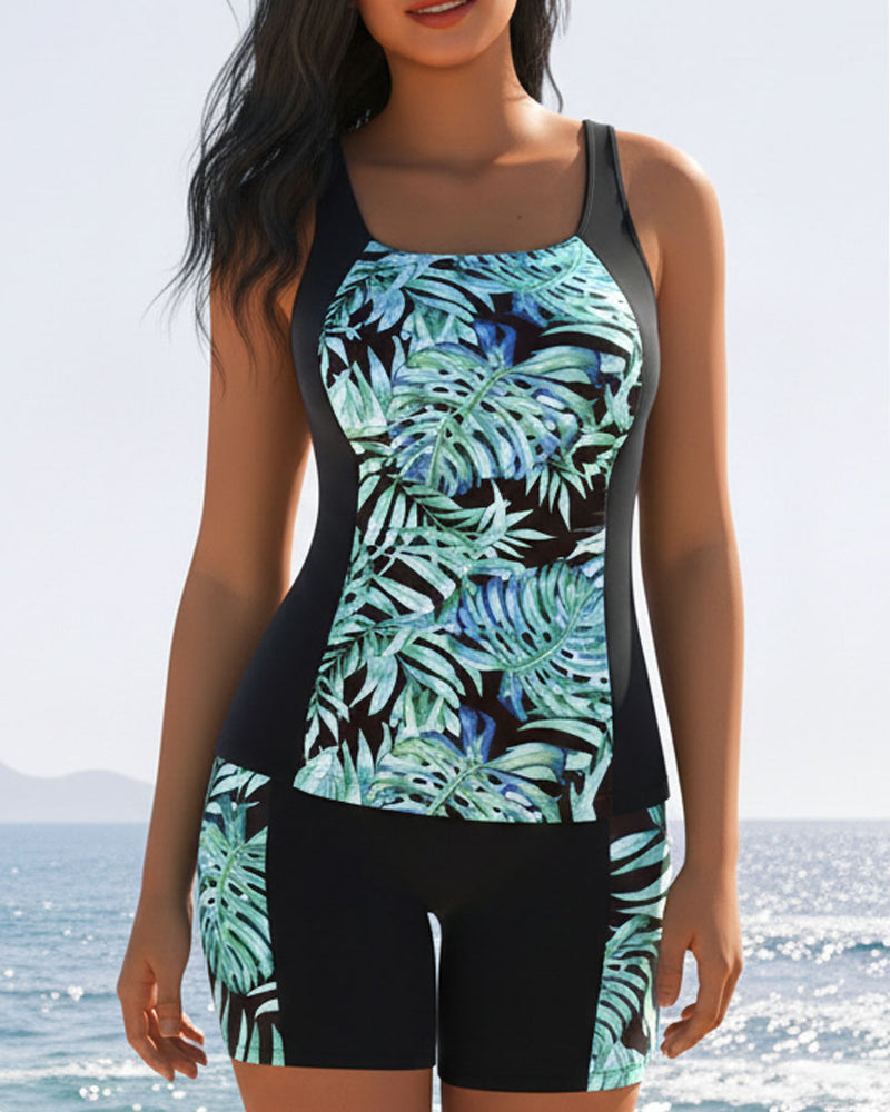 Tankini Palmblattdruck Boyshort