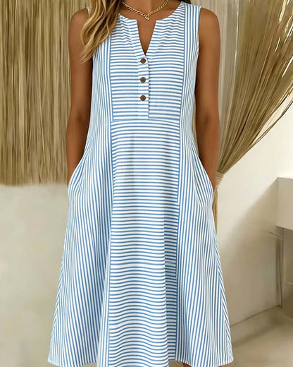 Kleid Ärmellos Gestreift Casual A Saum