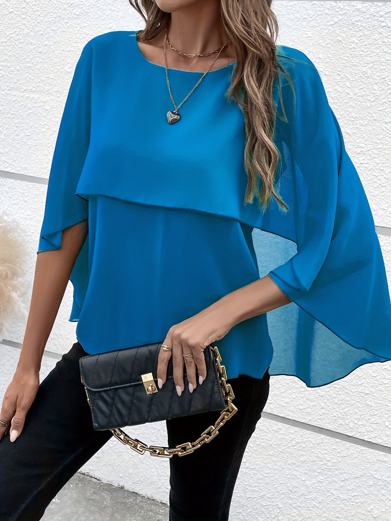 Blaue Chiffonbluse - Marie