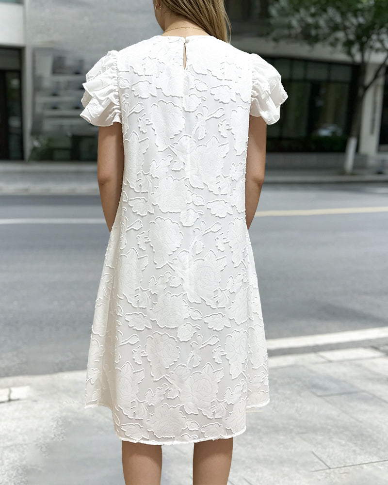 Kleid Rüsche Schmetterlingsärmel Elegant