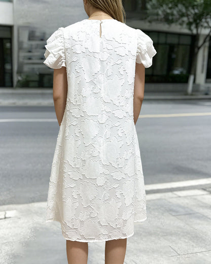 Kleid Rüsche Schmetterlingsärmel Elegant