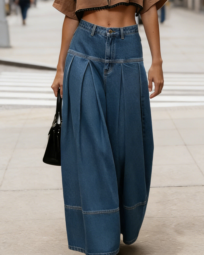 Denim-Hose High Waist Weites Bein