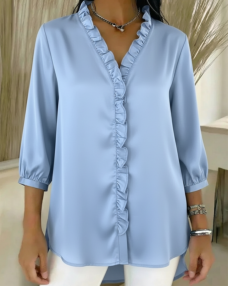Bluse V-Ausschnitt Modedesign Rüsche