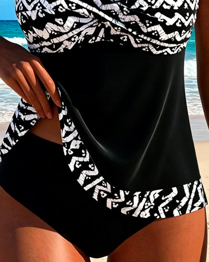 Tankini Träger Geometrischer Print