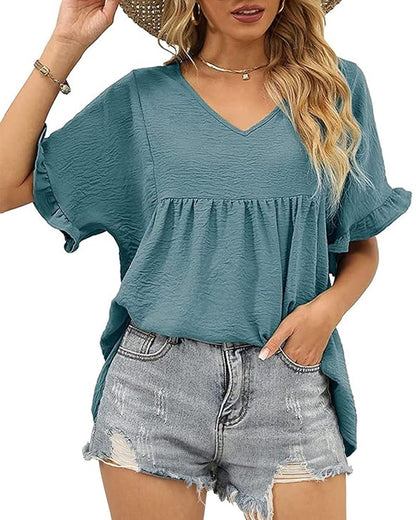 Bluse Lässig Rüsche Loose Fit