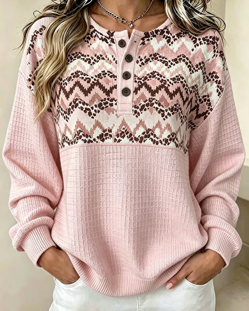 Sweatshirt Rundhals Waffel Lässig