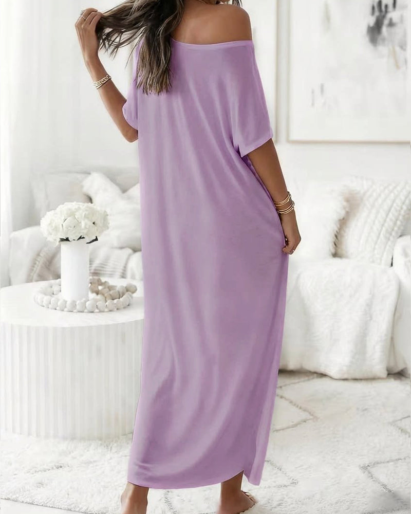 Kleid Unifarben Lang Casual
